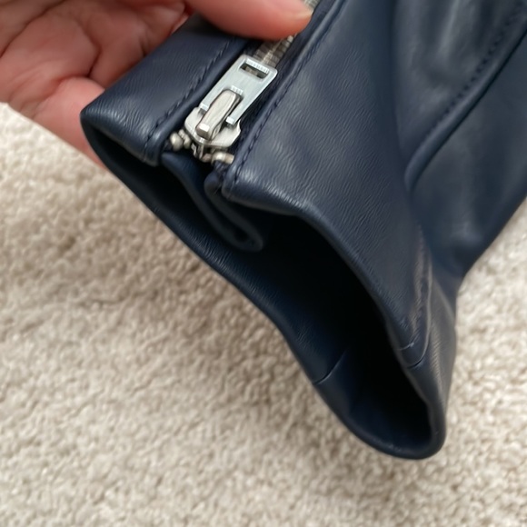 J.Crew Navy Leather Motorcycle Jacket - Picture 11 of 12